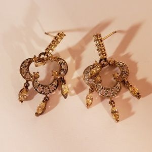 Vintage 1990s Crystal Sterling Silver Earrings